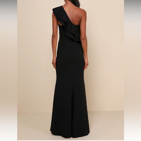 Lulus Ruffled One Shoulder Gown - Picture 3 of 6